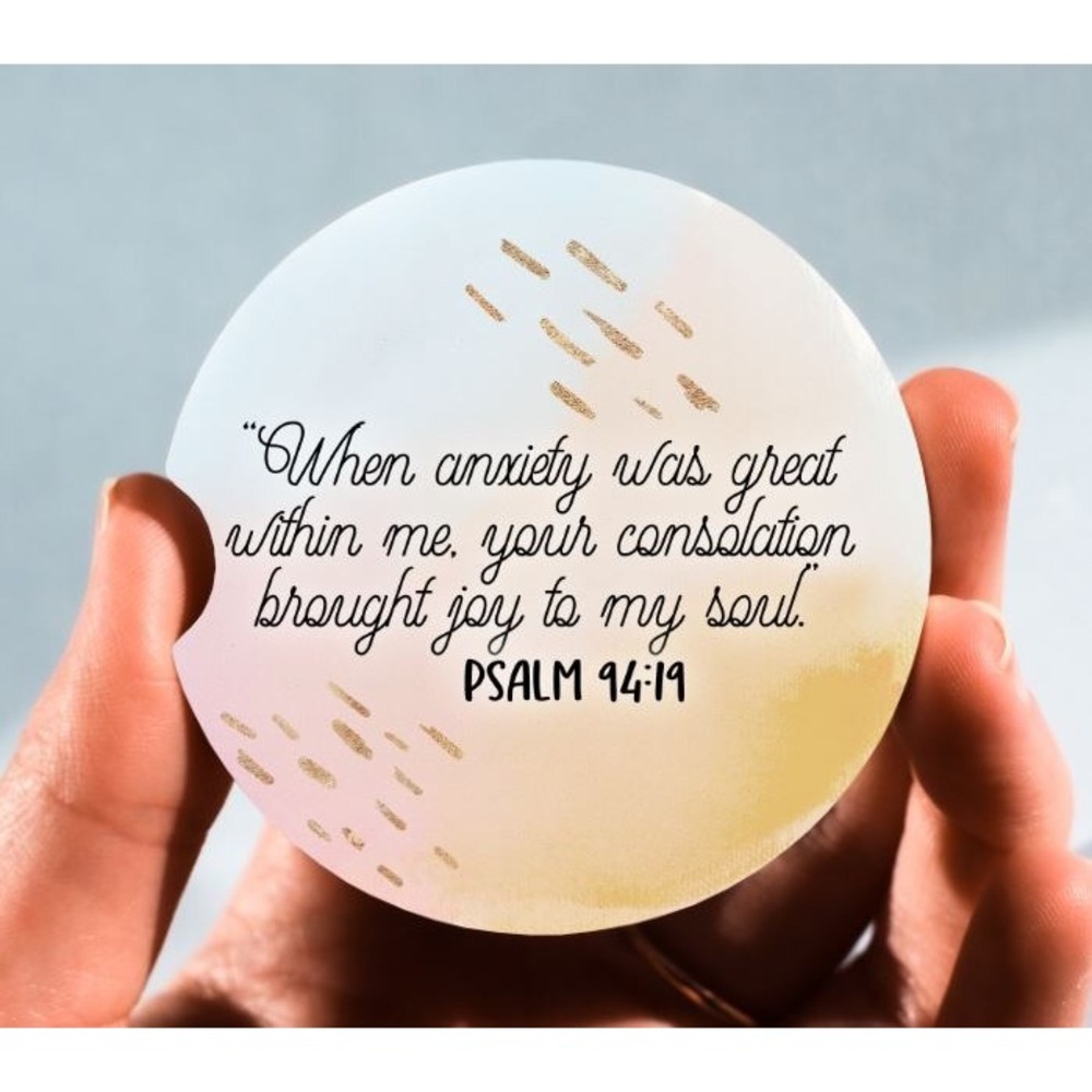 Set of 2 Car Coasters, Psalm 94:19‎ Car Coaster, Neoprene Car Coaster